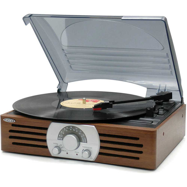 JTA222 3-Speed Stereo Turntable w/ AM/FM Radio