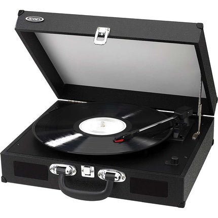 JTA-410-BK Portable 3-Speed Stereo Turntable w/Speakers, Black