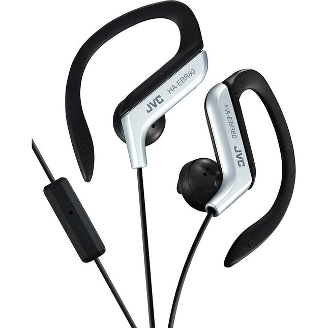 HA-EBR80S Sports Ear Clip Headphones w/Mic & Remote, Silver