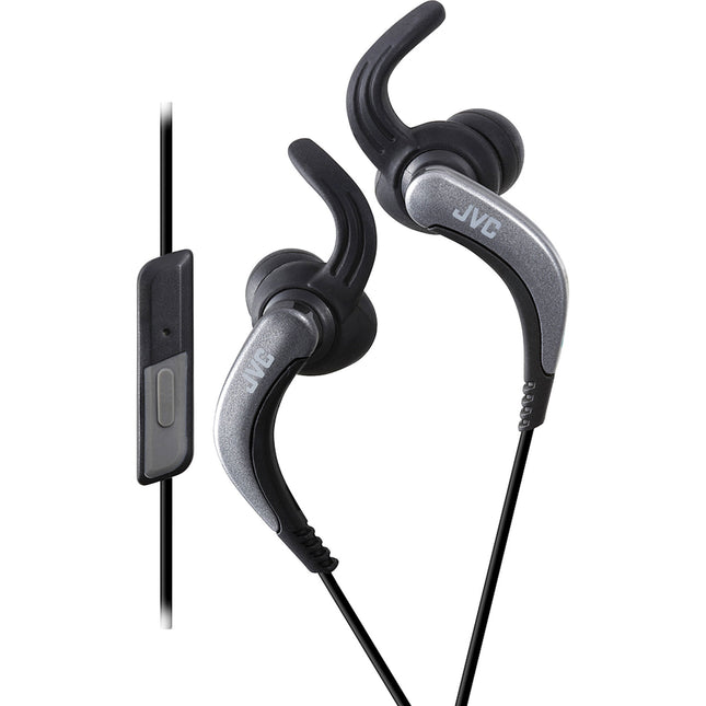 HA-ETR40-B Sports Clip Earbuds w/Remote & Mic, Black