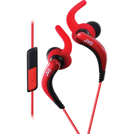 HA-ETR40-R Sports Clip Earbuds w/Remote & Mic, Red