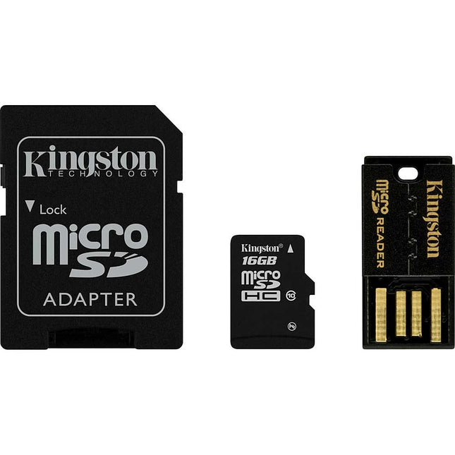 16GB Multi Kit (Class 10 microSD + SD adapter + USB reader) Android