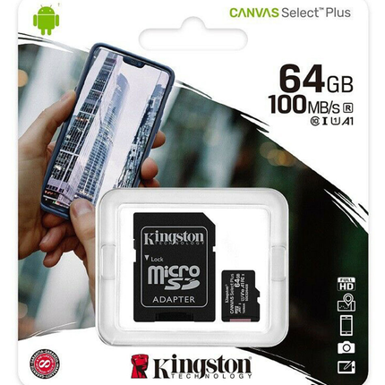 64GB Micro SDHC Canvas Select Plus Memory Card + Adapter