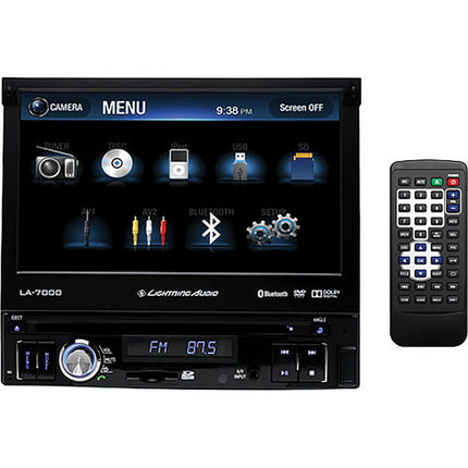 Single DIN 7" Flip Screen DVD Multimedia Receiver w/ Bluetooth