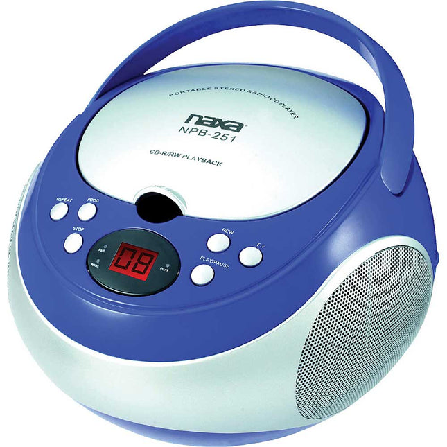 Portable CD Player with AM/FM Stereo Radio, Blue
