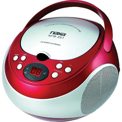 Portable CD Player with AM/FM Stereo Radio, Red