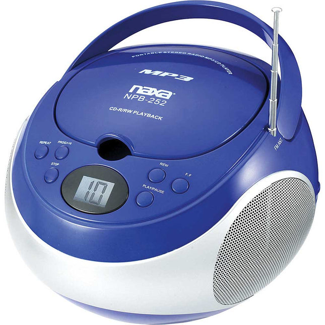 Portable MP3/CD Player with AM/FM Stereo Radio, Blue
