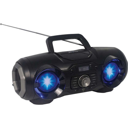 Portable Bluetooth®/MP3/CD/USB/FM PLL Stereo Radio with Disco LED Light
