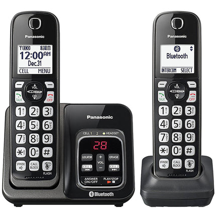 Link2Cell Bluetooth Cordless Phone with Voice Assist and Answering Machine, 2 Handsets