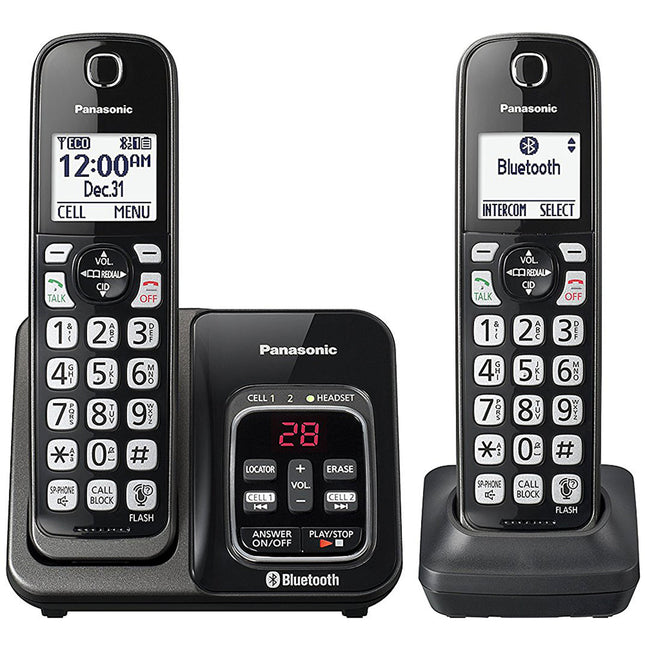 Link2Cell Bluetooth Cordless Phone with Voice Assist and Answering Machine, 2 Handsets