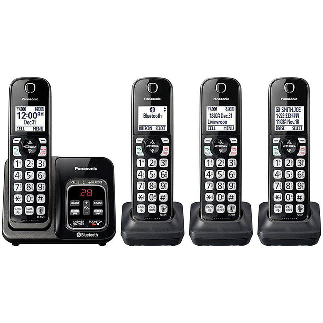Link2Cell Bluetooth Cordless Phone with Voice Assist and Answering Machine, 4 Handsets