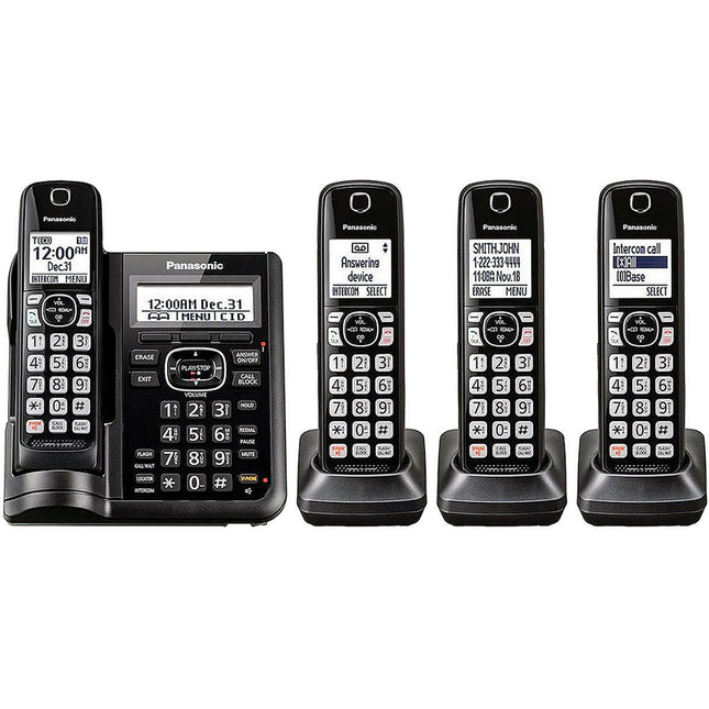Expandable Cordless Phone with Call Block and Answering Machine, 4 Handsets