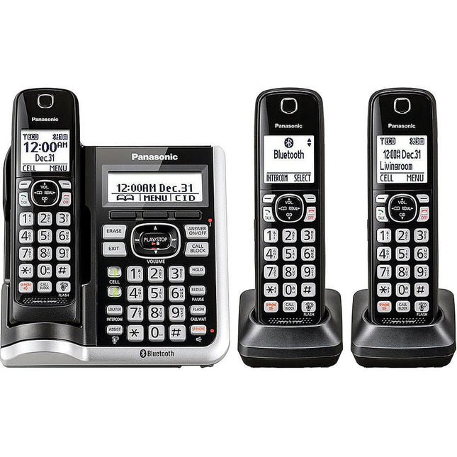 Link2Cell BluetoothCordless Phone with Voice Assist and Answering Machine, 3 Handsets