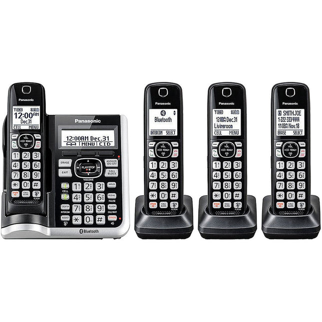 Link2Cell BluetoothCordless Phone with Voice Assist and Answering Machine, 4 Handsets