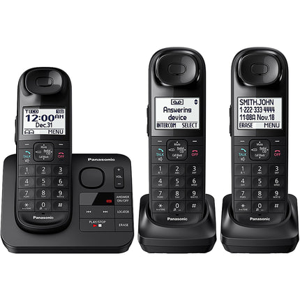 Expandable Cordless Phone with Answering System and 3 Handsets