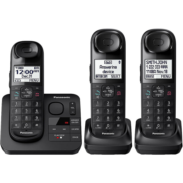 Expandable Cordless Phone with Answering System and 3 Handsets