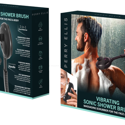 Vibrating Sonic Shower Brush with 4 Massage Modes, Waterproof Design