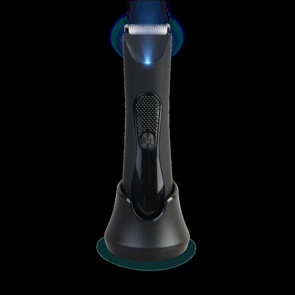 Waterproof Rechargeable Body Hair Trimmer with Ceramic Blades & Charging Stand