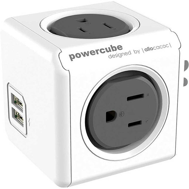 4-Outlet Surge Protector Dual USB, Gray