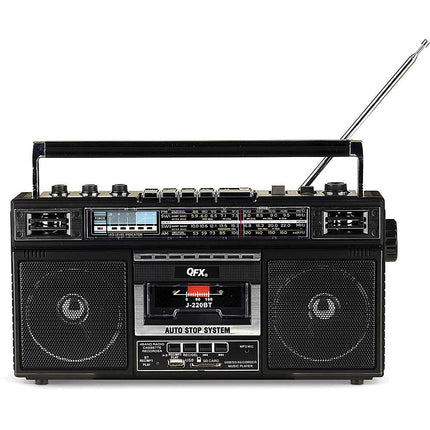 ReRun X Cassette Player Boombox with 4-Band Radio, MP3 Converter, and Bluetooth