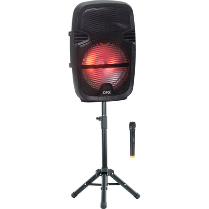 Portable Party Speaker w/Wireless Microphone & Stand