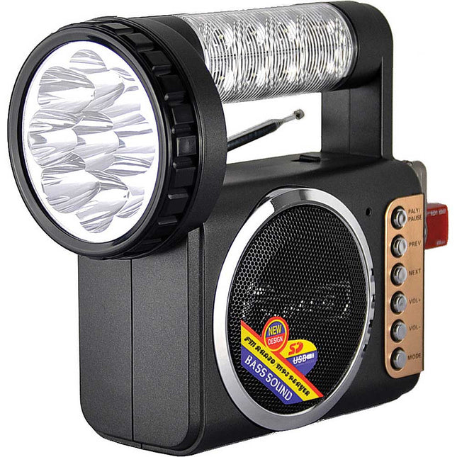 Portable FM Radio w/USB/SD and Flashlight