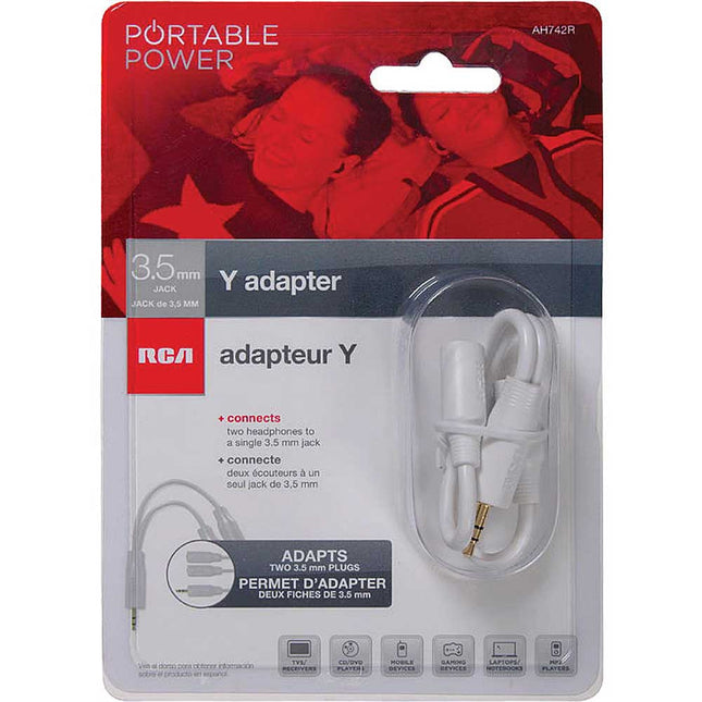 AH742R 3.5mm Plug Y Adapter, White