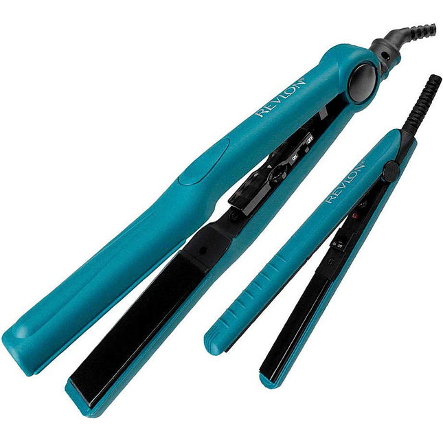 Straightening Ceramic Flat Iron Set, 1" & 1/2", Teal