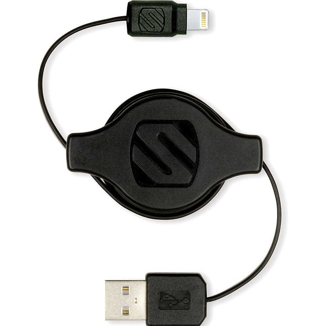 I2RBK Retractable Lightning Charge/Sync Cable, Black