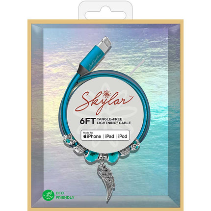 6FT Lightning Jeweled Charging Cords, Turquoise