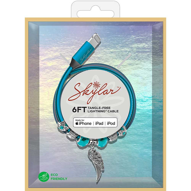 6FT Lightning Jeweled Charging Cords, Turquoise