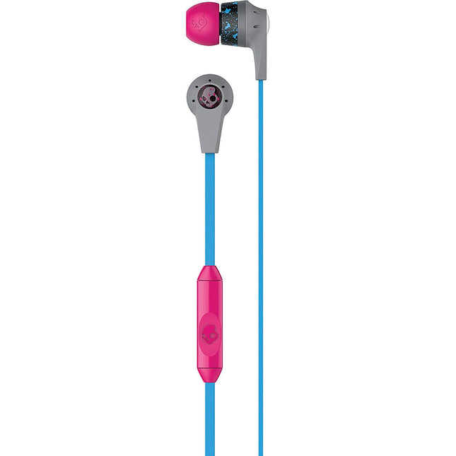 Ink'd 2.0 Micd In-ear Headphones with In-line Mic, Gray/Cyan/Gray