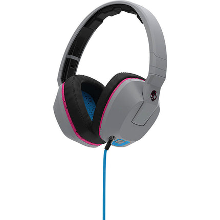Crusher Headphones with Built-in Amplifier and Mic, Gray/Cyan