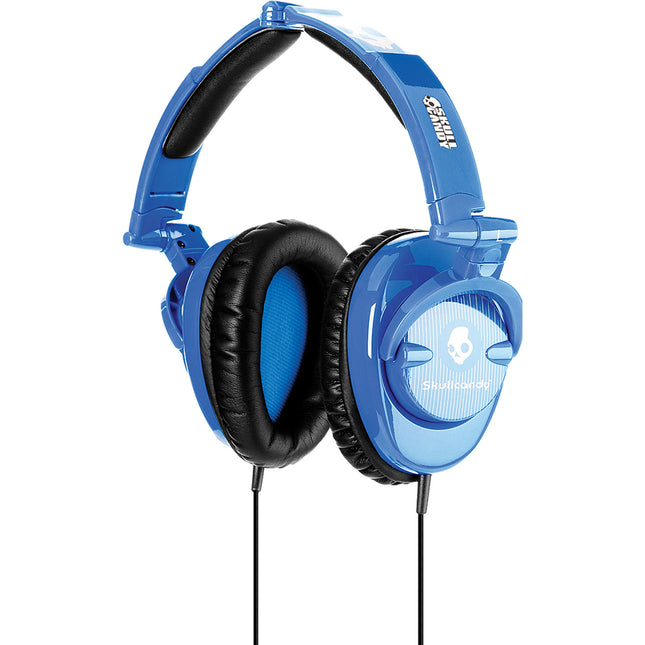 S6SKDY-119 "Skullcrushers" Over Ear Headphones, Blue Pinstripe