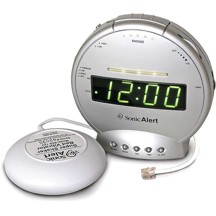 SBT425ss Digital Sonic Boom Loud Vibrating Alarm Clock w/ Telephone Signaler