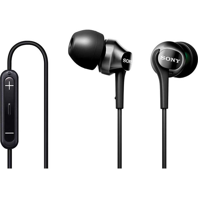 MDR-EX100IP/B In-Ear Headphones w/Mic, Black