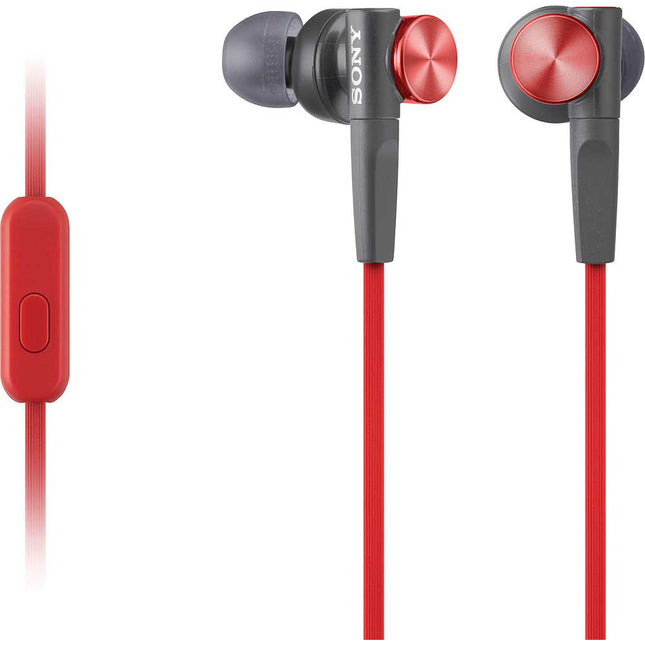 MDR-XB50AP/R Extra Bass Earbud Headset w/ Mic & Remote, Red
