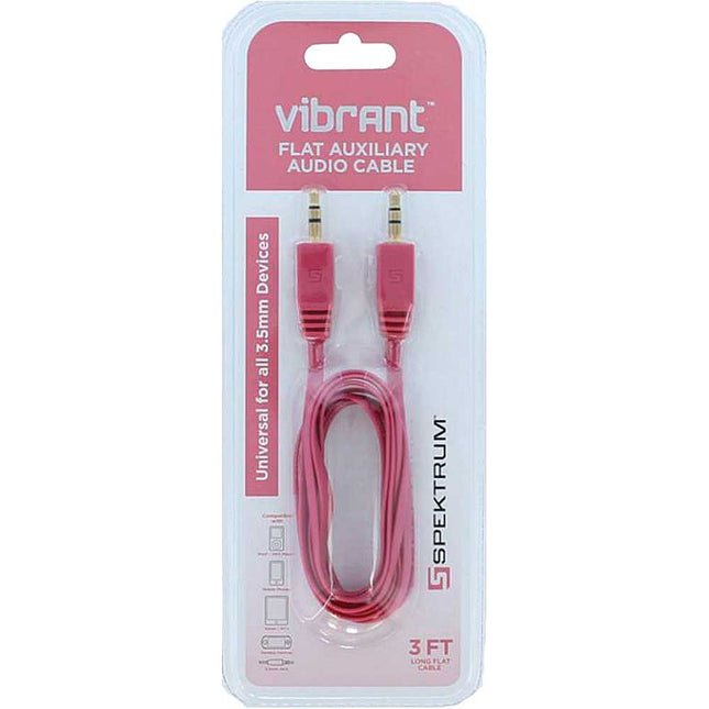 SPK-AUXFPK Flat Auxiliary Audio Cable, Pink