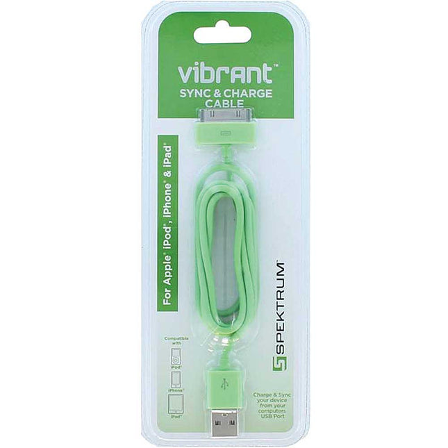 SPK-IPSYNCGR Sync & Charge Cable For iPod/iPhone/iPad, Green