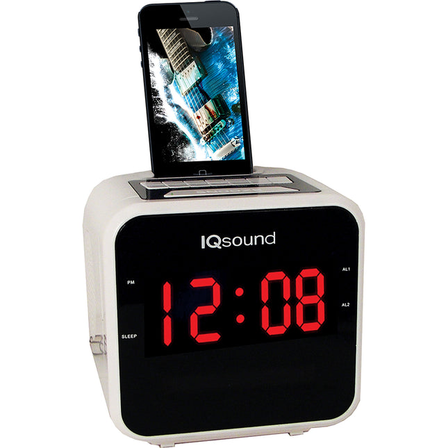 1.2" Ipod-Iphone Docking Station With Am-Fm Radio And Alarm Clock, White