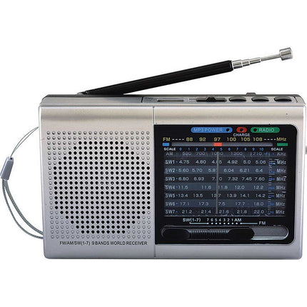 9 Band Bluetooth Radio with AM/FM and SW1-7, Silver