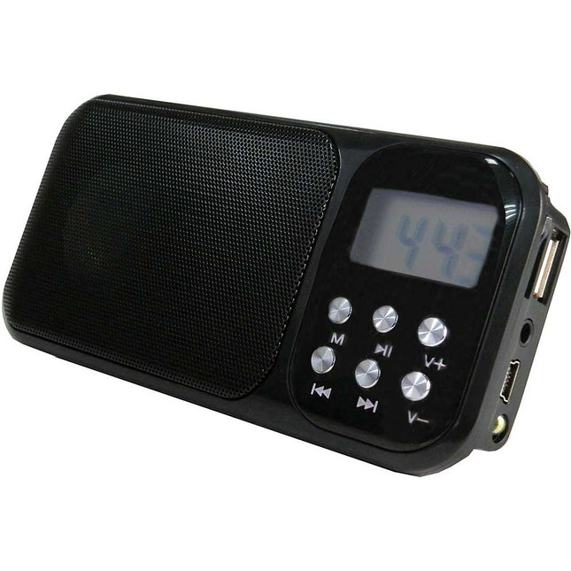 SC-1349BK Portable Rechargeable Speaker w/Clock, Black