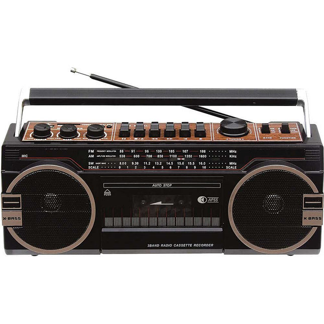 Bluetooth Wireless Boombox Portable 3 Band Radio and Cassette Recorder