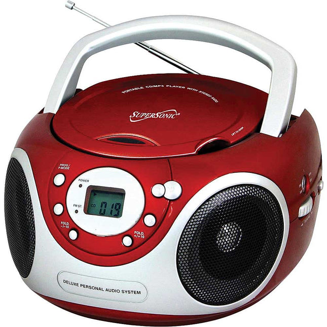 SC507MP3RD MP3/CD/AM/FM Boombox, Red