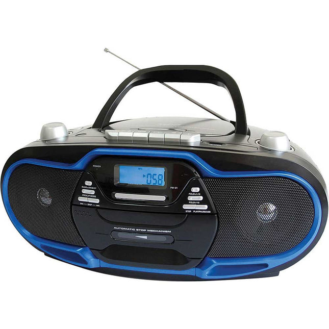 SC-745 MP3/CD/Cassette Boombox w/ AM/FM Radio, Blue