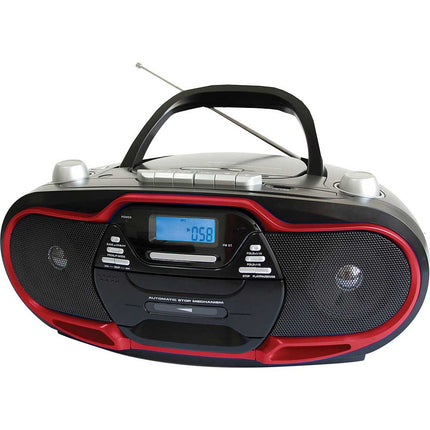 SC745RD MP3/CD/Cassette Boombox w/ AM/FM Radio, Red