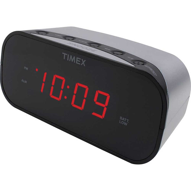 Alarm Clock with 0.7-Inch Display, Silver