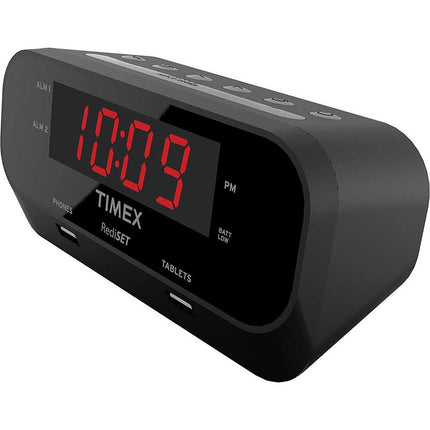 Alarm Clock with Dual USB Charging, Black