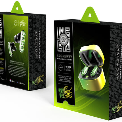 LED Wireless Earbuds, Yellow/Green