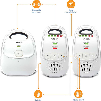 Audio Baby Monitor, DECT 6.0, 2 Parent Units